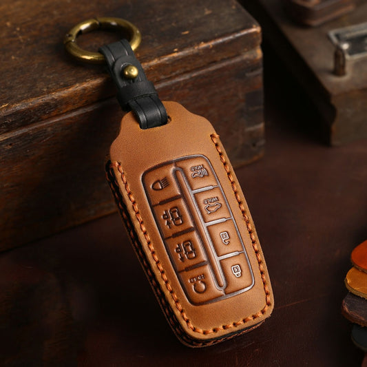 Genesis GV70 GV80 G90 Leather Car Key Cover 4,6,8 Button