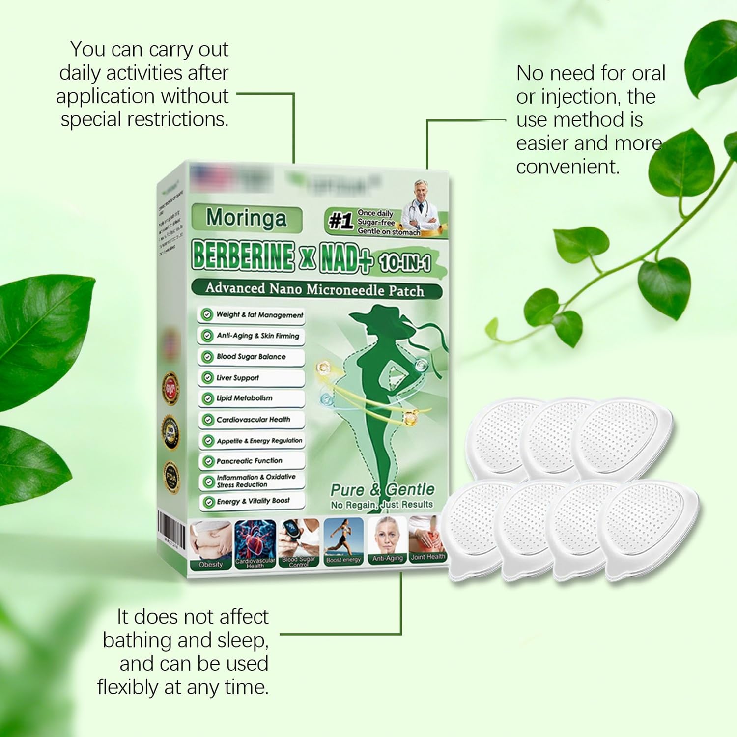 Moringa Berberine Patches,2026 Upgraded Moringa 10-in-1 Nano