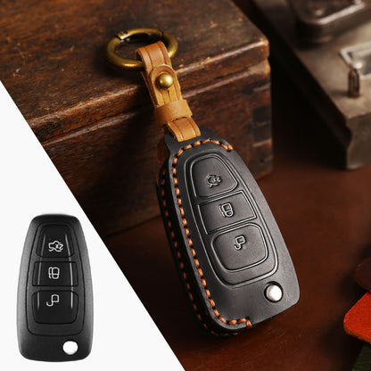 Ford EcoSport Focus Leather Car Key Cover 3 Button