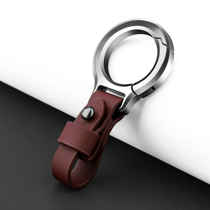 Top layer cowhide zinc alloy keychain