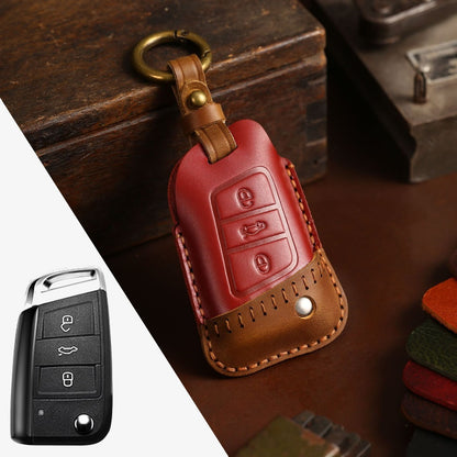 Volkswagen Sagitar Magotan Leather Car Key Cover 3 Button