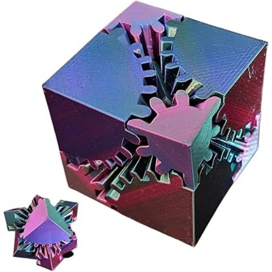 Gear Cube Fidget Toy 3D Printed Gear Cube Spin Toy Stress Cube Gear Toy for Stress and Anxiety Relief