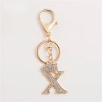 Carsine Rhinestone 26 Letters Car Keychain X