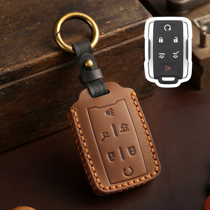 Chevrolet GMC Colorad Silverado Leather Car Key Cover 4,6 Button