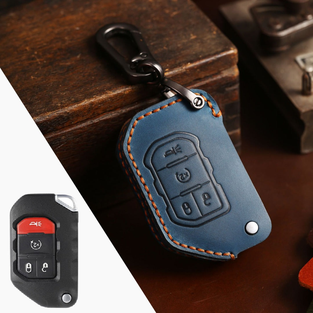 Jeep Wrangler Leather Car Key Cover 2,4 Button