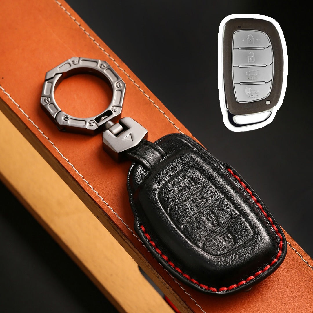 Hyundai Leather Car Key Cover 4 Button