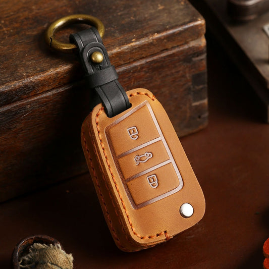 Volkswagen Magotan Lavida Folding Leather Car Key Cover 3 Button