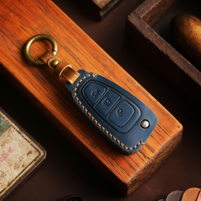 Ford EcoSport Focus Leather Car Key Cover 3 Button