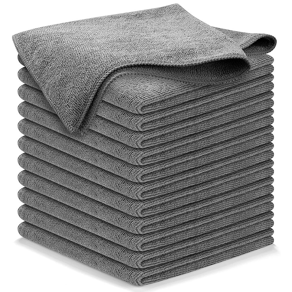 Carsine Microfiber Cleaning Cloth - 12 Packs 12.6"x12.6" - High Performance - 1200 Washes, Ultra Absorbent Towels Weave Grime & Liquid for Streak-Free Mirror Shine - Car Washing Cloth Grey