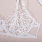 Besticktes Push-Up-Dessous-Set mit Strumpfband, 4-teilig