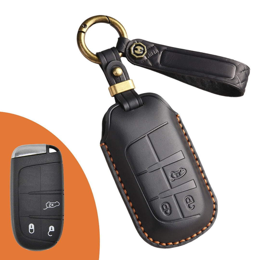 Jeep Leather Car Key Cover 3 Button