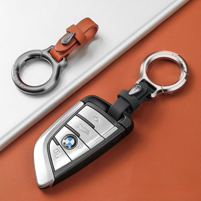 Top layer cowhide zinc alloy keychain