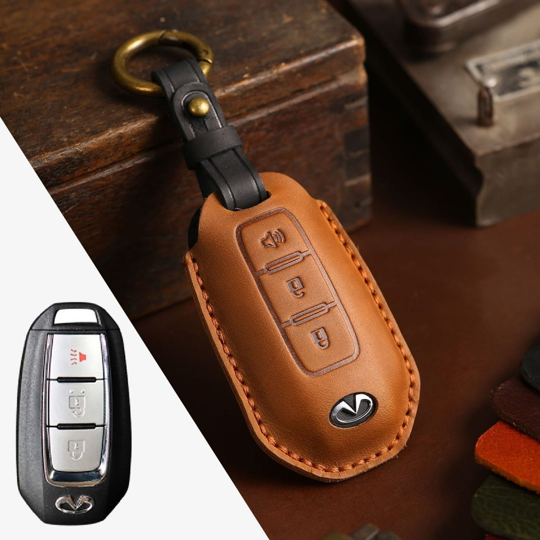 Infiniti Leather Car Key Cover 3,4 Button