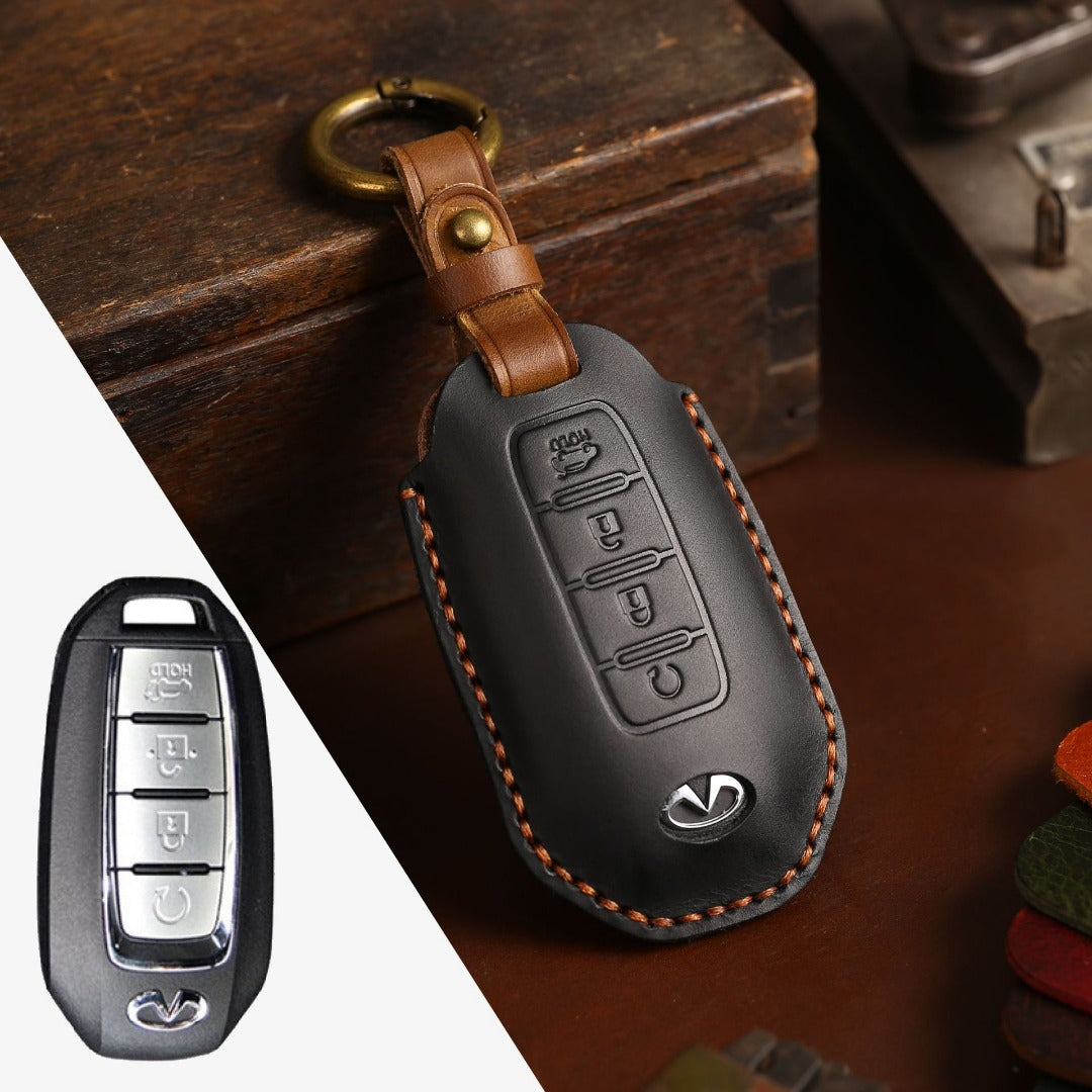 Infiniti Leather Car Key Cover 3,4 Button