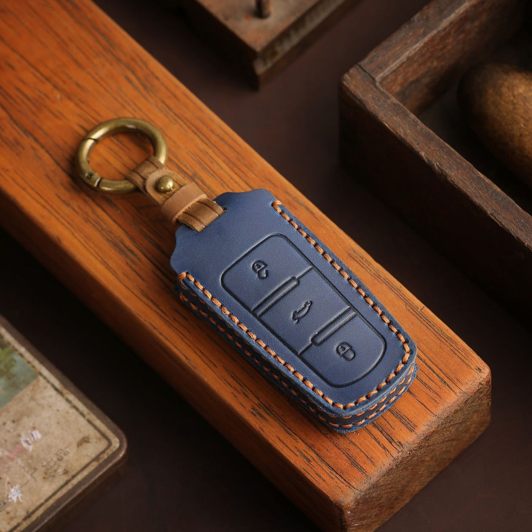 Carsine Volkswagen Magotan B7 CC Leather Car Key Cover 3 Button Black