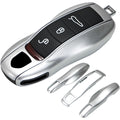 Carsine Porsche Key Shell Replacement 3-Piece Painted Key Fob Cover Shell Silver