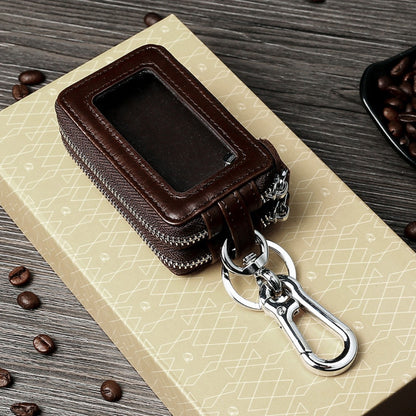 Universal leather double layer car key bag transparent window suitable for all models