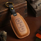 Carsine Hyundai IX25 Festa IX35 Leather Car Key Cover 3 Button Black / 3 Button