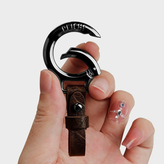 Top layer cowhide zinc alloy keychain