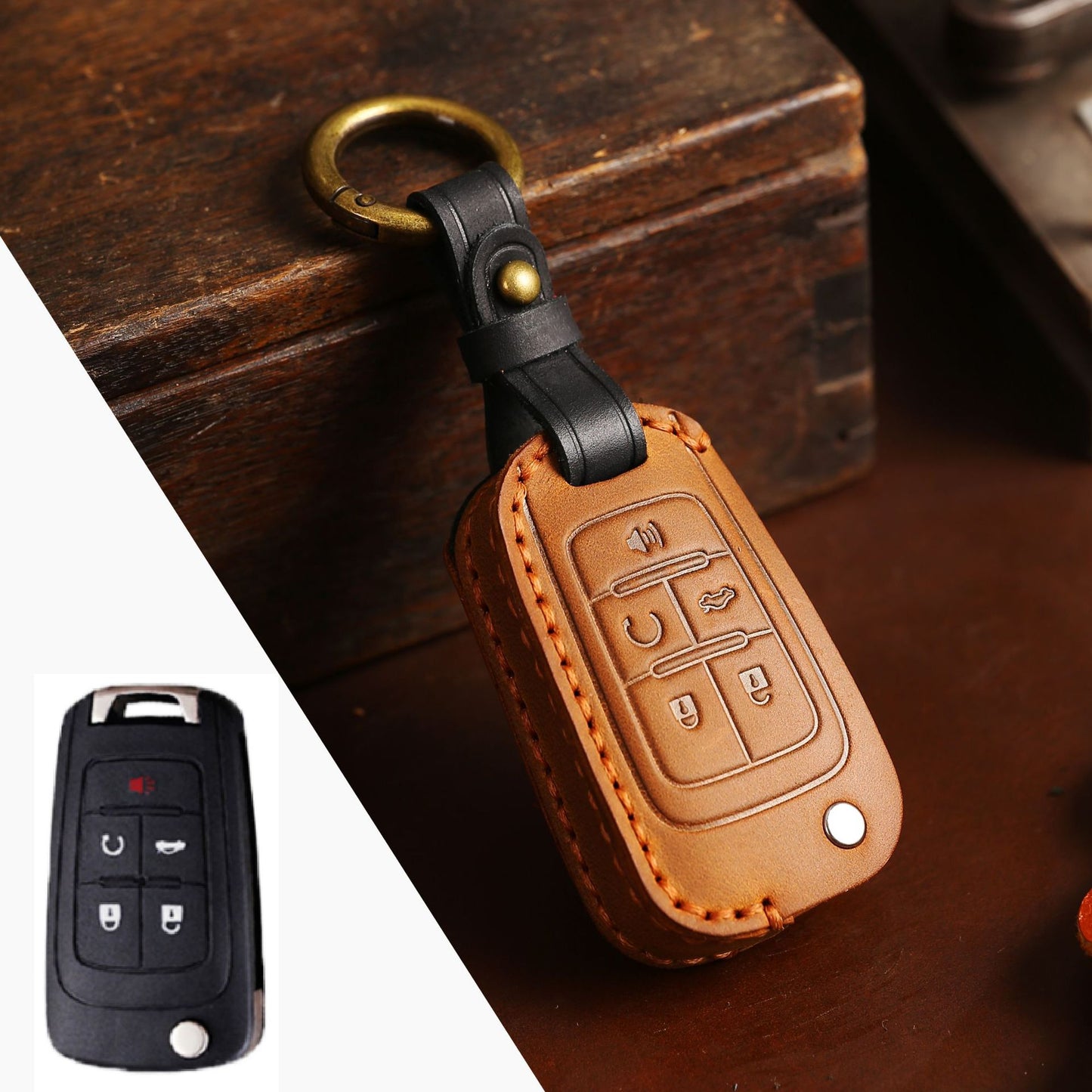 Buick Chevrolet Leather Car Key Cover 2,3,4,5 Button