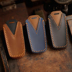 Carsine Volkswagen Magotan B7 CC Leather Car Key Cover 3 Button Black