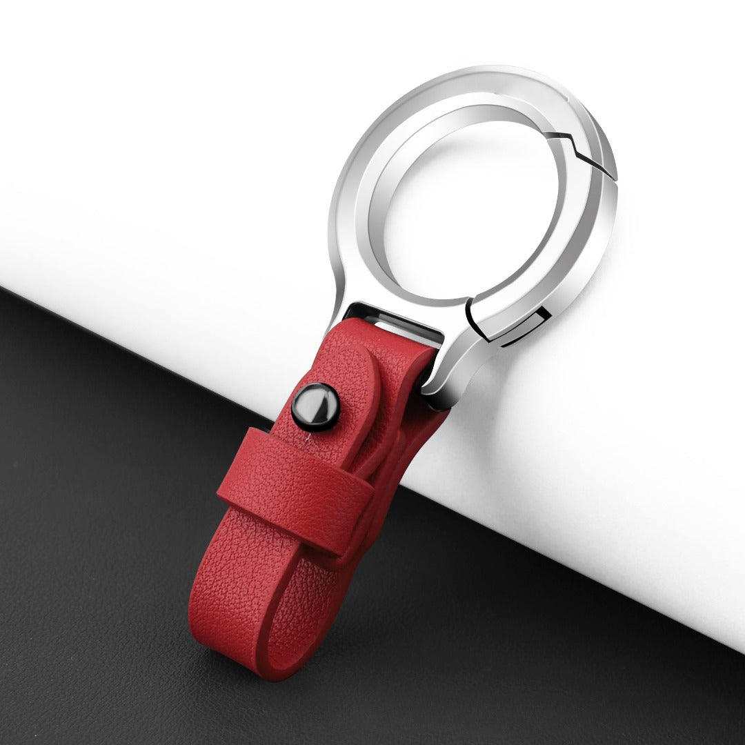 Top layer cowhide zinc alloy keychain