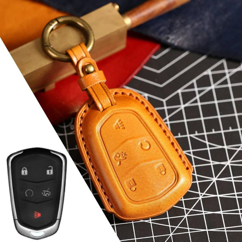 Cadillac Leather Key Cover - Premium Protector for All Models