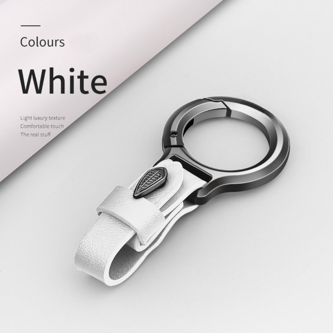 Top layer cowhide zinc alloy keychain