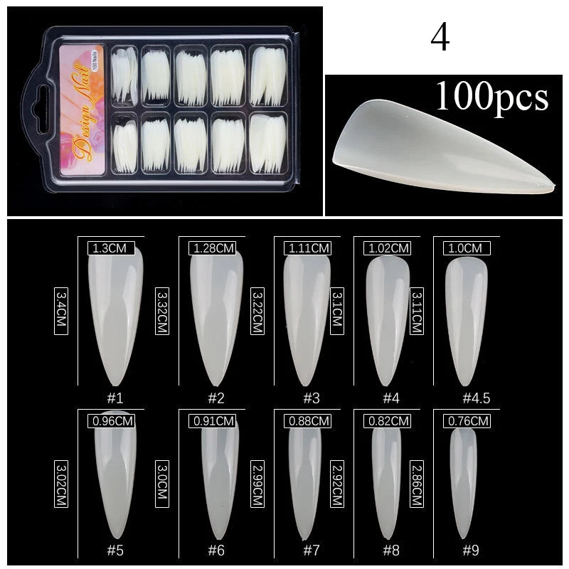 Carsine 100pcs/box Clear Transparent Seamless Fake Nails Full Coverage False Nails Tips Short T-shaped Full Sticker For Nails Manicures 4