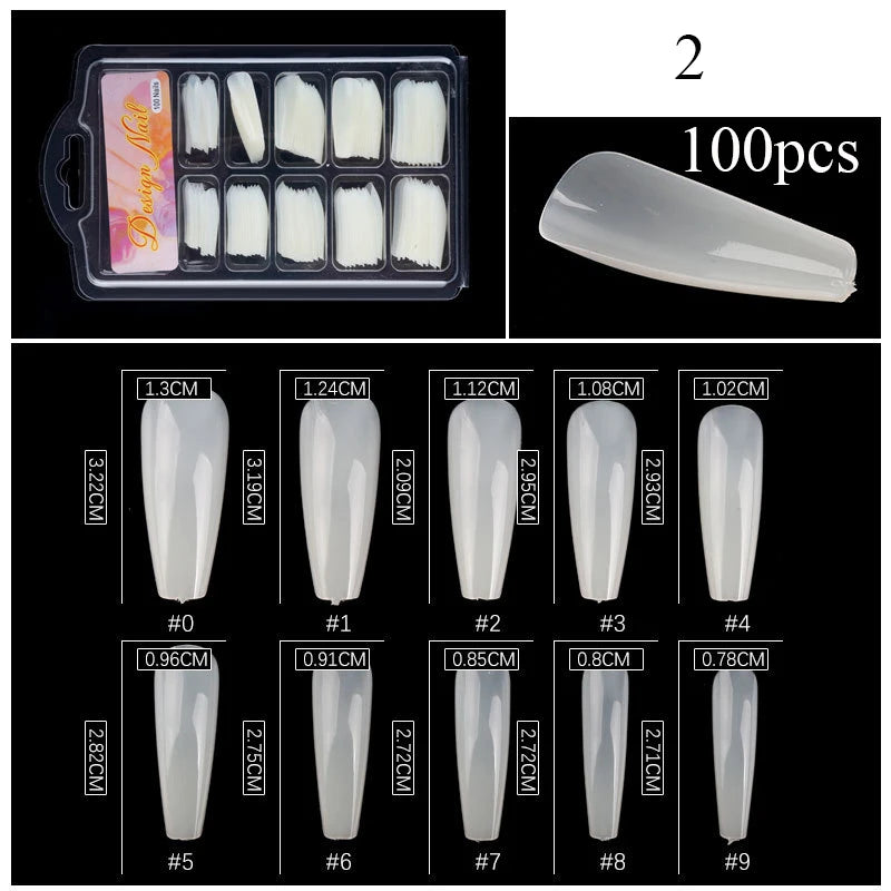 Carsine 100pcs/box Clear Transparent Seamless Fake Nails Full Coverage False Nails Tips Short T-shaped Full Sticker For Nails Manicures 2