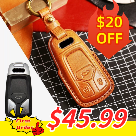 Premium Audi Leather Car Key Cover - Luxury Protection & Custom Fit for Audi Keys