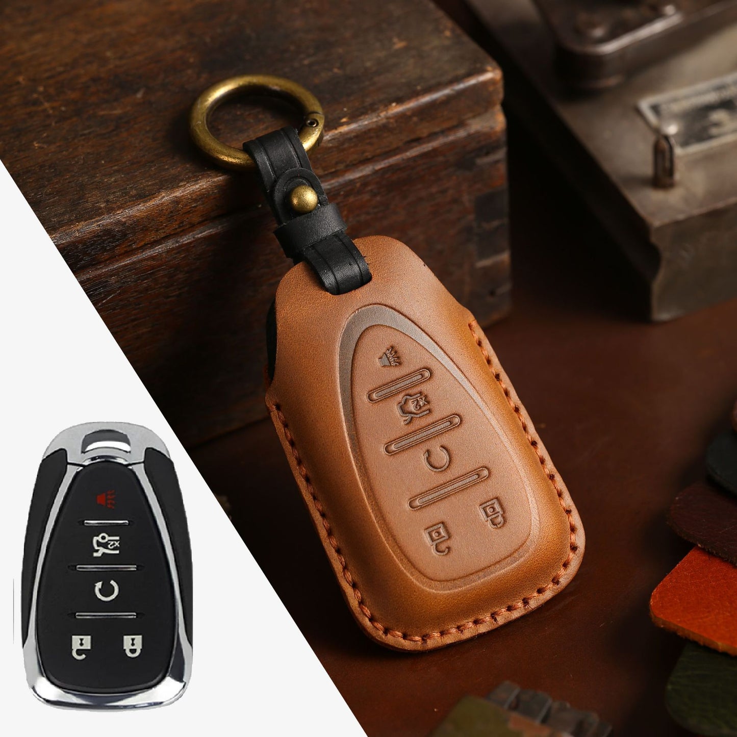 Chevrolet Traverse Malibu Cruze Trax Leather Car Key Cover 2,3,4,5 Button