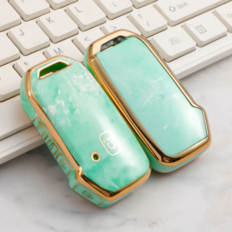 Carsine Kia Car Key Case Gold Inlaid With Jade Green / Key case