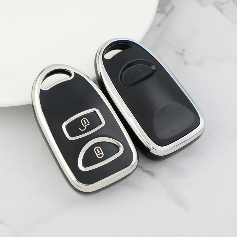 Carsine Hyundai Car Key Cover Silver Edge Black / Key case