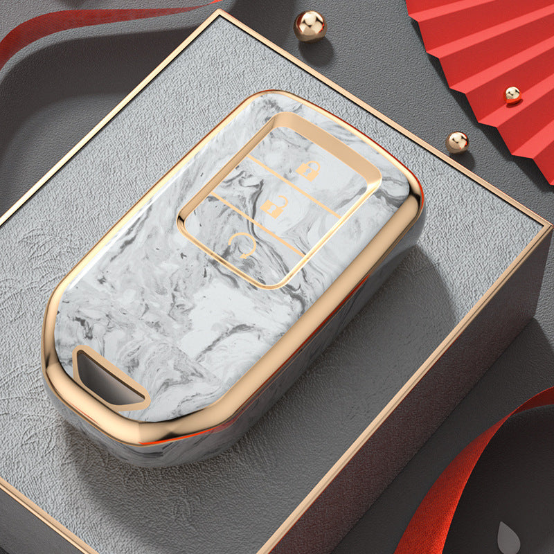 Carsine Honda Car Key Case Gold Inlaid With Jade Grey / Key case