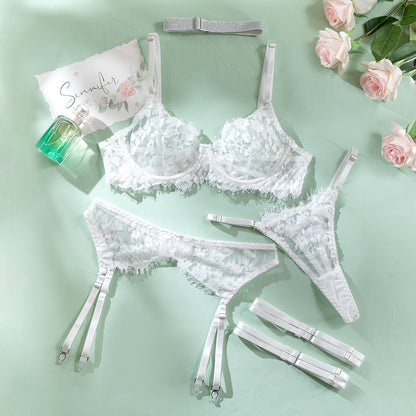 Lace sexy lingerie five piece set with neckband