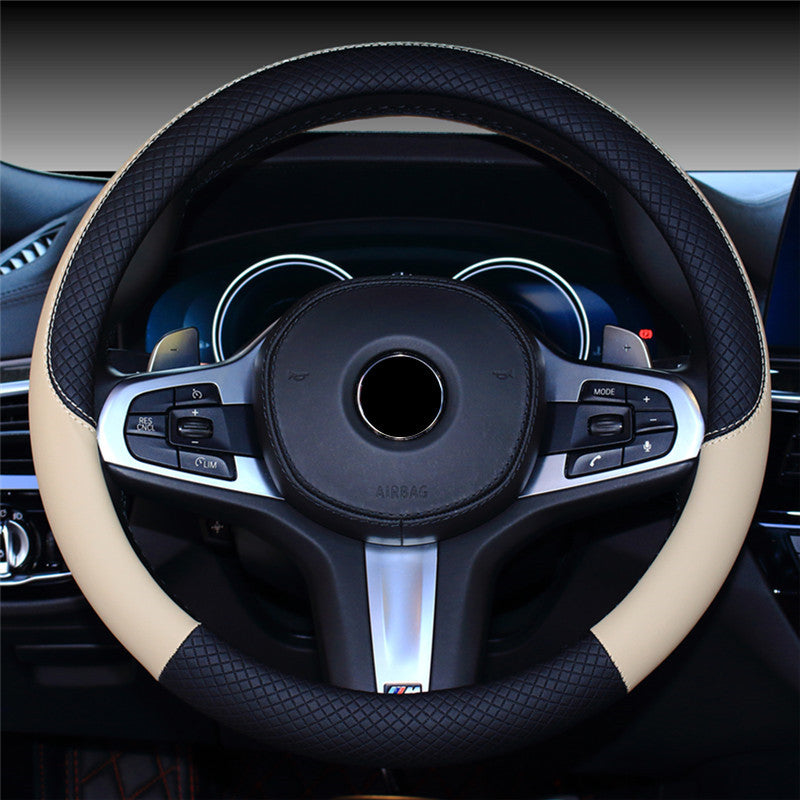 Carsine Anti-slip Car Steering Wheel Cover Beige / 14.96 in / 38cm