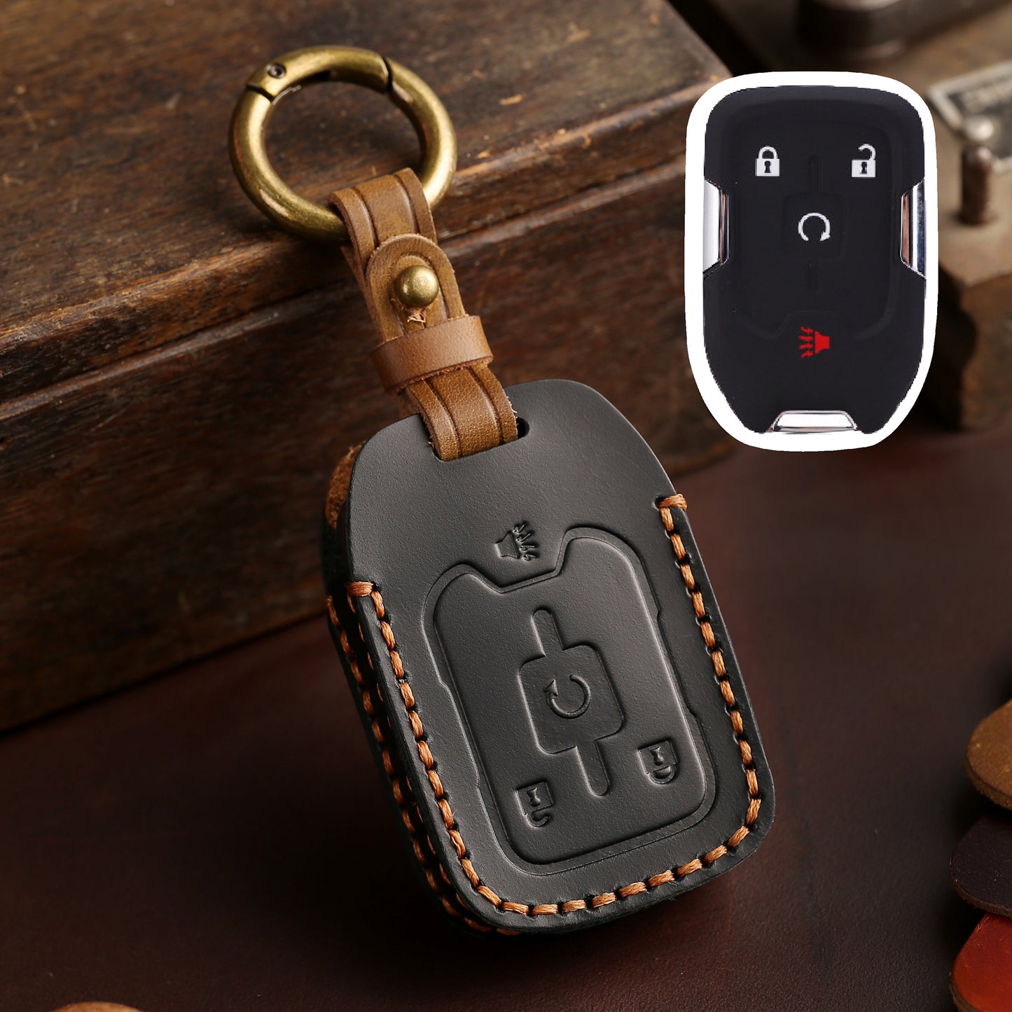 GMC Chevrolet Leather Car Key Cover 4,5,6 Button