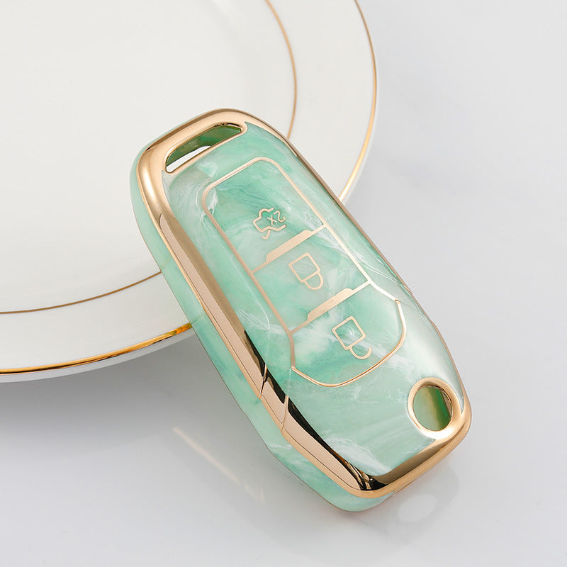 Carsine Ford Car Key Case Gold Inlaid With Jade Green / Key case