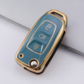 Carsine Golden Edge TPU key fob cover for TATA Nexon Harrier Safari - front view