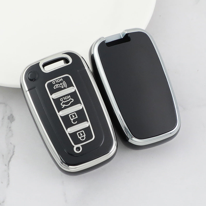 Carsine Hyundai Car Key Cover Silver Edge Black / Key case