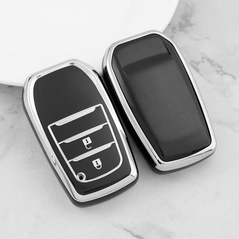 Carsine Toyota Car Key Cover Silver Edge Black / Key case