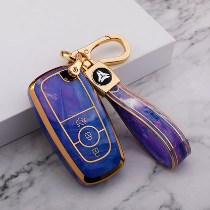 Carsine Ford Car Key Case Gold Inlaid With Jade Purple / Key case + strap