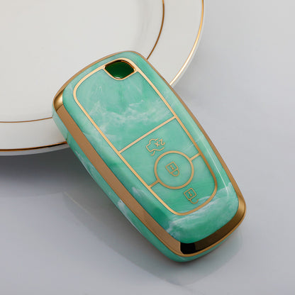 Carsine Ford Car Key Case Gold Inlaid With Jade Green / Key case