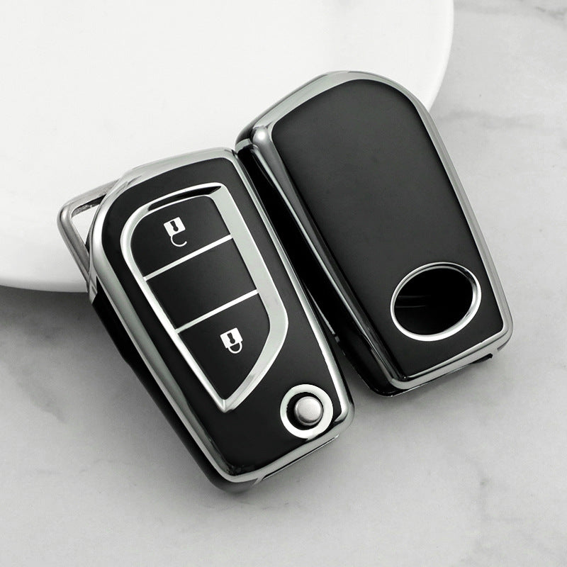 Carsine Toyota Car Key Cover Silver Edge Black / Key case