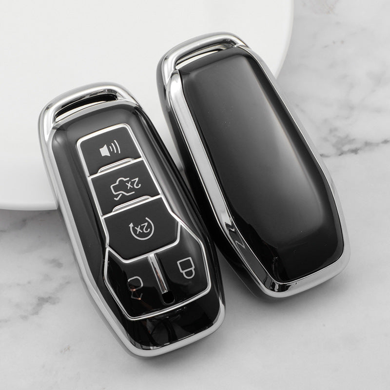 Carsine Ford Car Key Cover Silver Edge Black / Key case