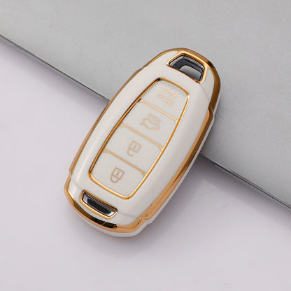 Carsine Hyundai Car Key Case Golden Edge White / Key case