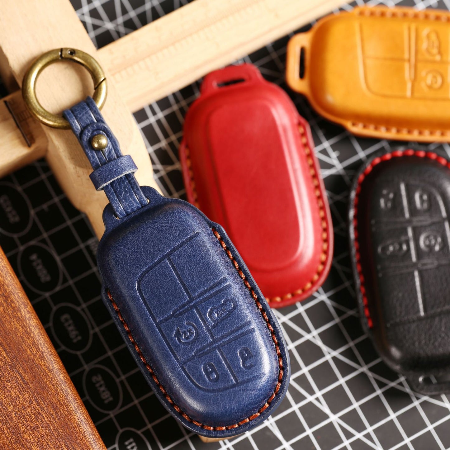 Jeep Leather Car Key Cover 4 Button