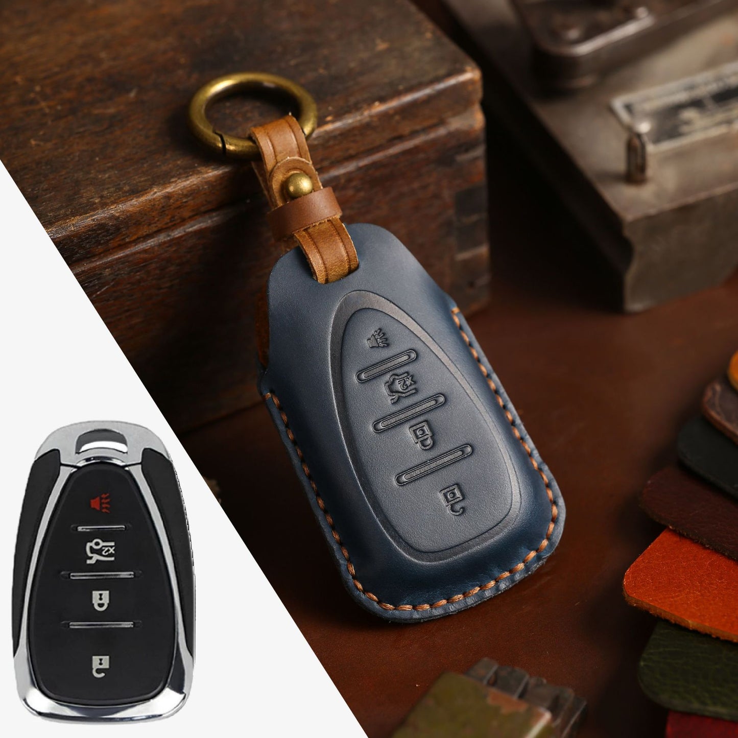 Chevrolet Traverse Malibu Cruze Trax Leather Car Key Cover 2,3,4,5 Button