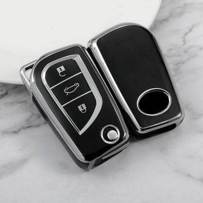 Carsine Toyota Car Key Cover Silver Edge Black / Key case